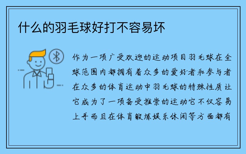 什么的羽毛球好打不容易坏